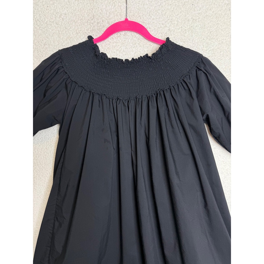 Blanc Studio Babydoll Dress Womens Black Smocked Tiered Ruffle Sleeve Mini - Picture 4 of 13